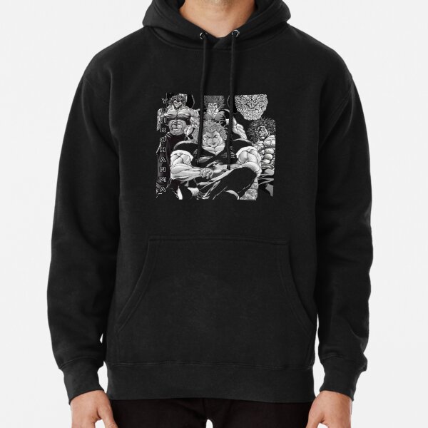 WYLINGER Anime Yujiro Baki Hanma Hoodie - 2D Printed, Unisex Pullover, Black, XXX-Large, Harajuku Style