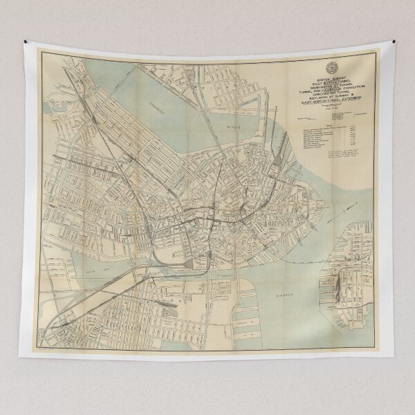 Item preview, Vintage Downtown Boston Subway Map (1917) designed and sold by BravuraMedia.
