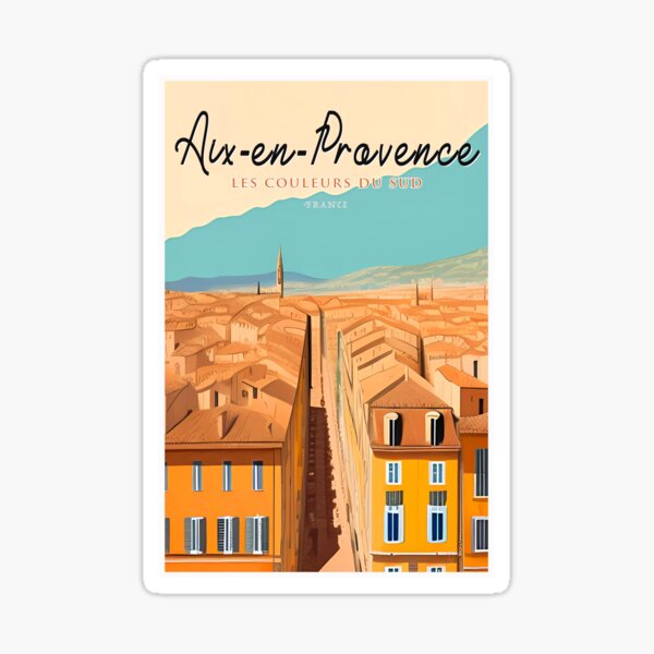 Aix-en-Provence / France: The Colors of the South: Retro - Vintage Style Sticker