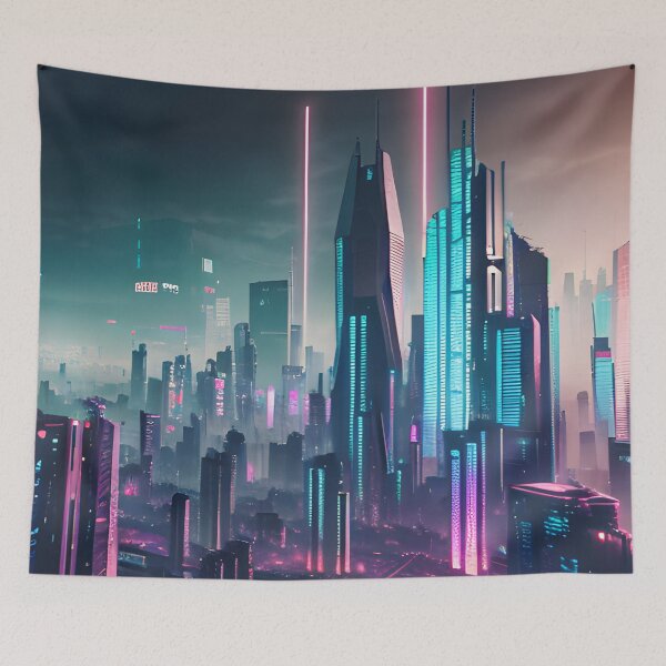 Item preview, Futuristic Cityscapes: Vibrant Neon Lights Illuminate Streets for Captivating Aesthetics designed and sold by Akira Miyamoto.