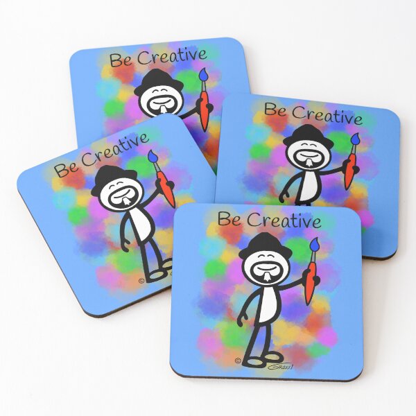Item preview, GG Artist Stick Figure “Be Creative” on light blue background  designed and sold by GDGCreations.