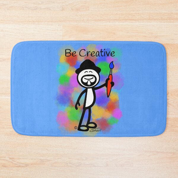 Item preview, GG Artist Stick Figure “Be Creative” on light blue background  designed and sold by GDGCreations.