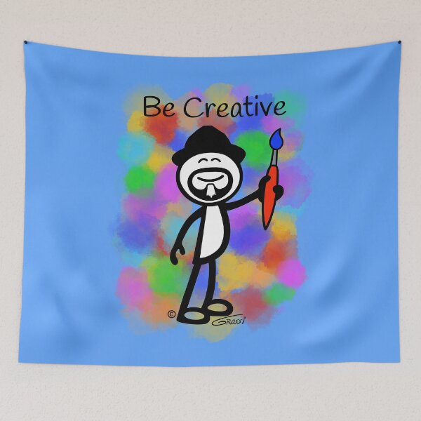 Item preview, GG Artist Stick Figure “Be Creative” on light blue background  designed and sold by GDGCreations.