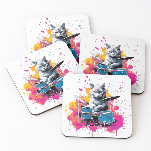 Item preview, Kitten Plays the Drums designed and sold by Melody Splash.