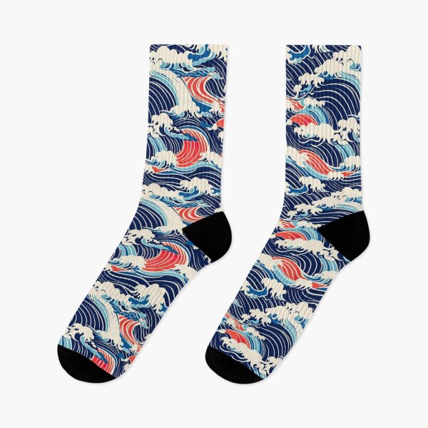 Item preview, Japanese abstract blue and white wave seamless pattern. designed and sold by ShopThousand.