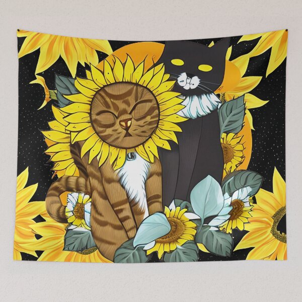 Item preview, Two Cute Crazy Cats in Sunflowers Digital designed and sold by purplesensation.