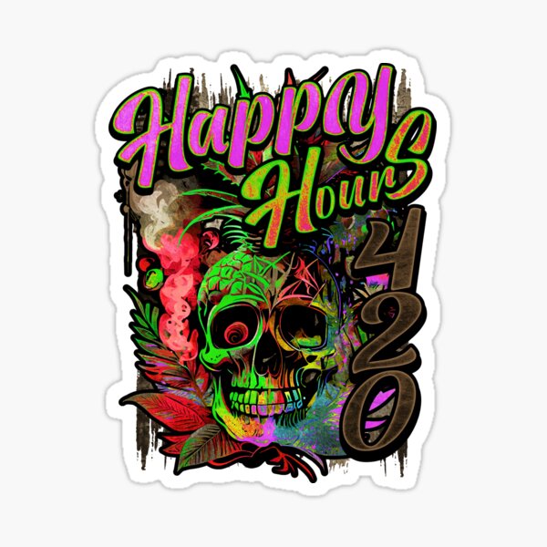Item preview, Happy Hours 420 Exotic Pineapple Skull designed and sold by MindWave THC.