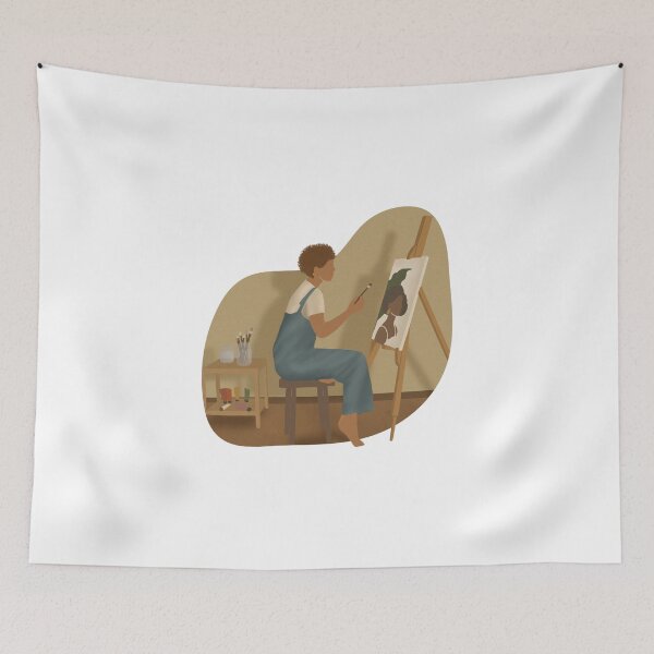 Item preview, Illustration Of A Girl Making Canvas designed and sold by Creativeanus.