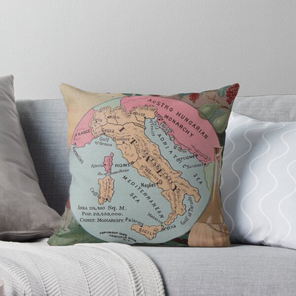Item preview, Vintage Map of Italy with Illustrations (1890) designed and sold by BravuraMedia.