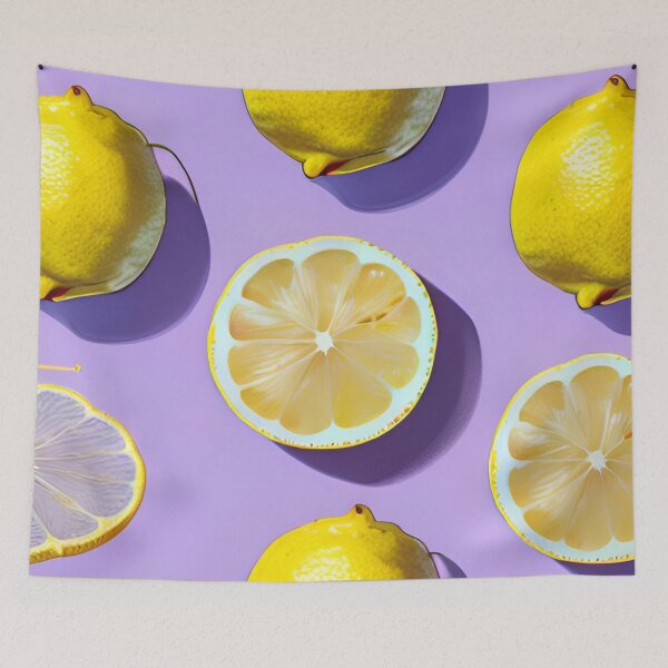 Item preview, Citrus Elegance: Lemons in Harmonious Contrast with a Regal Purple Backdrop designed and sold by OurBarcode.