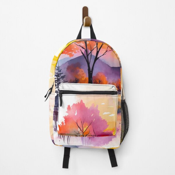 Item preview, autumn fall colorful watercolor mountain sunrise designed and sold by Inktown.