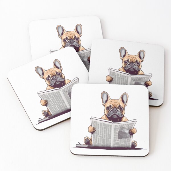 Item preview, Frenchie Reading the Newspaper French Bulldog  designed and sold by PetsEnough.