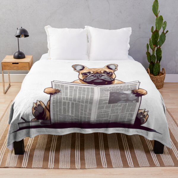 Item preview, Frenchie Reading the Newspaper French Bulldog  designed and sold by PetsEnough.