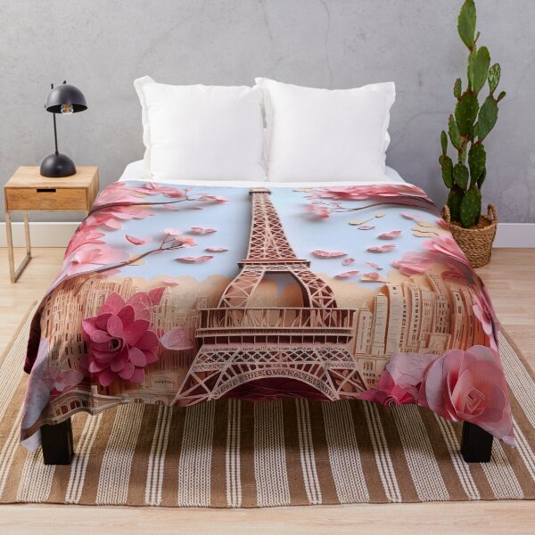 Item preview, 3d Eiffel Tower Paris with pink roses designed and sold by Inktown.