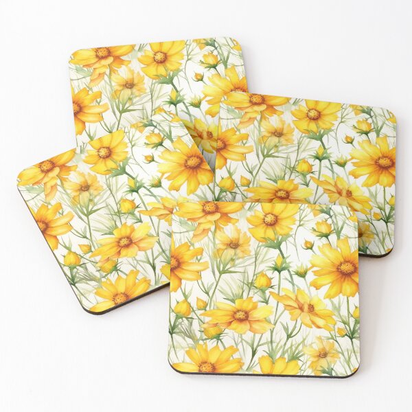 Item preview, Watercolor Wildflower Coreopsis Pattern designed and sold by DigitalPatternx.