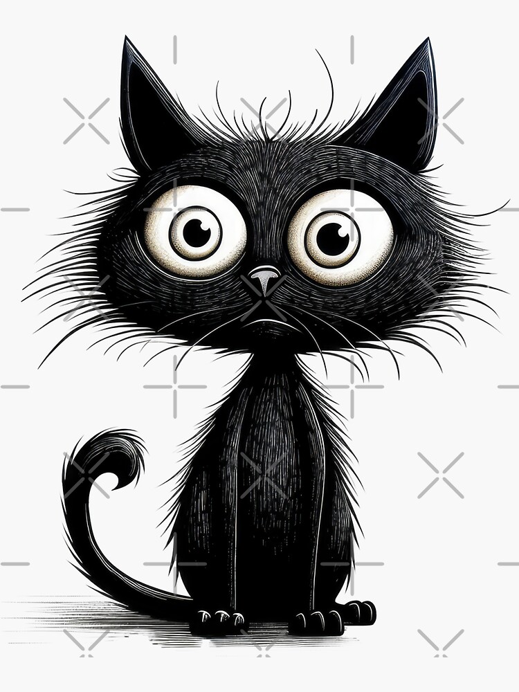 Scared Black Cat Sticker