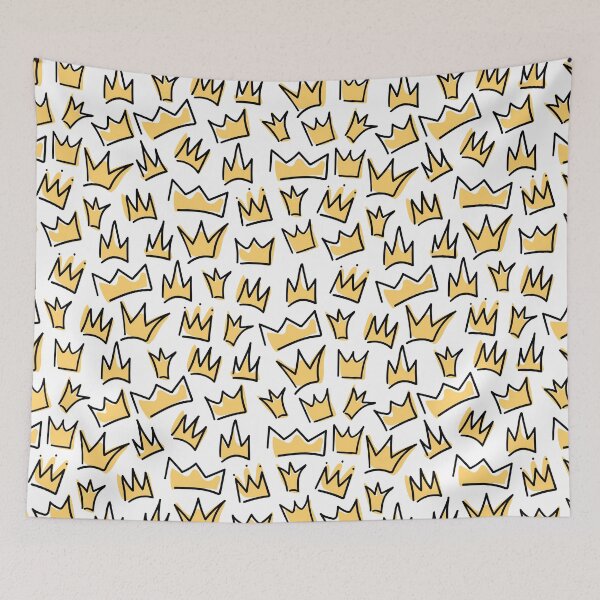 Item preview,  Seamless pattern of hand drawn yellow different variations of crowns designed and sold by WonderworkLI.