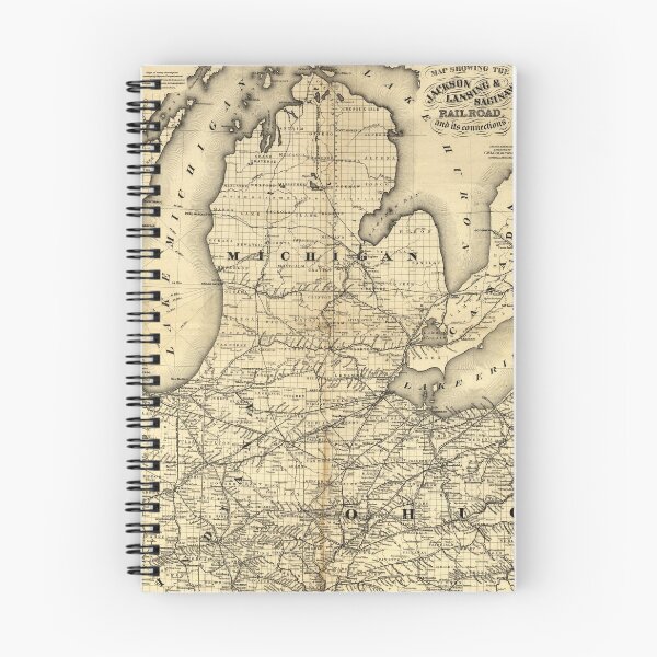 Item preview, Vintage Michigan, Ohio and Indiana Railroad Map  designed and sold by BravuraMedia.