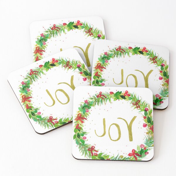 Item preview, Christmas wreath Joy watercolor painting designed and sold by AnissaF.