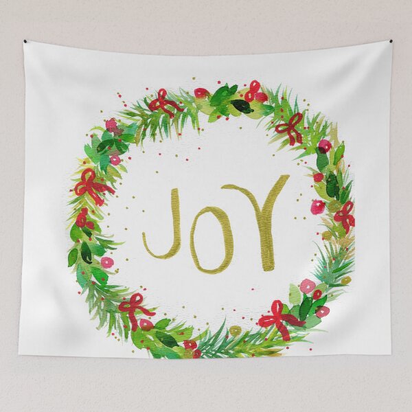Item preview, Christmas wreath Joy watercolor painting designed and sold by AnissaF.