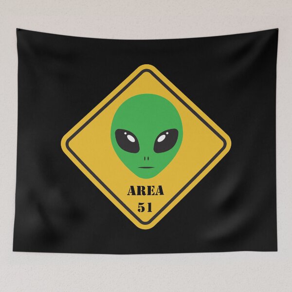 Item preview, Area 51 Caution Sign with Green Alien Face - Keep Out! designed and sold by MagicStrawberry.