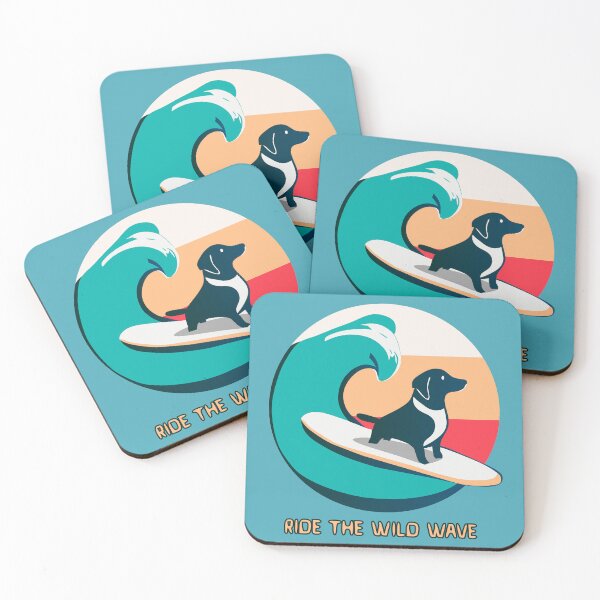 Item preview, logo (Surfing Dog 4) (RIDE THE WILD WAVE) designed and sold by atzek.