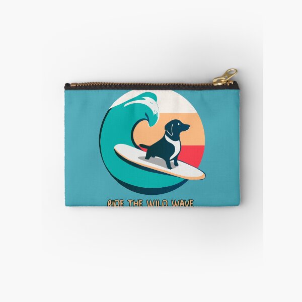 Item preview, logo (Surfing Dog 4) (RIDE THE WILD WAVE) designed and sold by atzek.