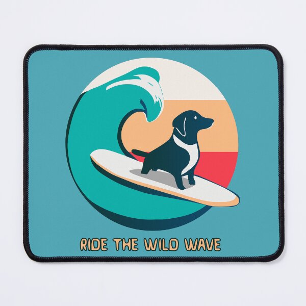Item preview, logo (Surfing Dog 4) (RIDE THE WILD WAVE) designed and sold by atzek.