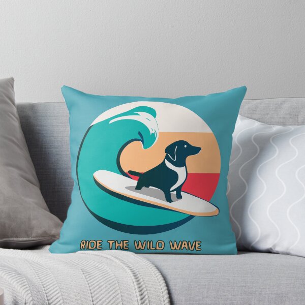 Item preview, logo (Surfing Dog 4) (RIDE THE WILD WAVE) designed and sold by atzek.