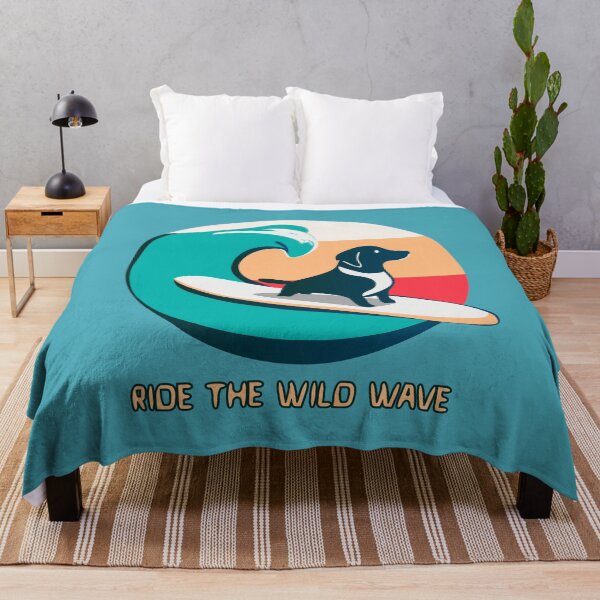 Item preview, logo (Surfing Dog 4) (RIDE THE WILD WAVE) designed and sold by atzek.