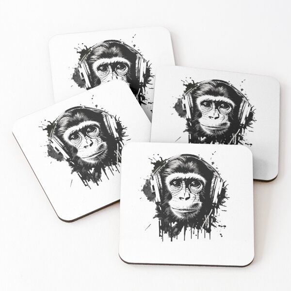 Item preview, monkey wearing headphones  designed and sold by DeluxBee.