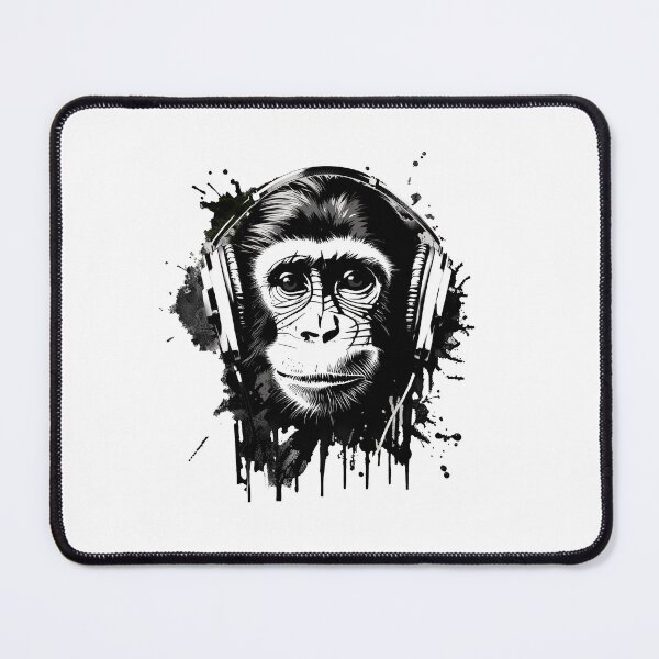 Item preview, monkey wearing headphones designed and sold by DeluxBee.