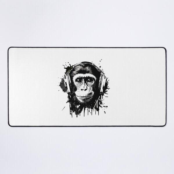 Item preview, monkey wearing headphones designed and sold by DeluxBee.