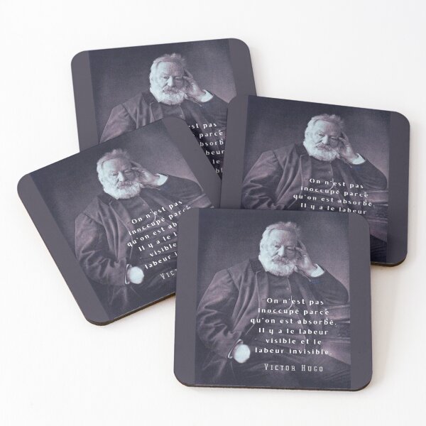 Item preview, Victor Hugo portrait and  quote: On n’est pas inoccupé parce qu’on est absorbé. designed and sold by artbleed.