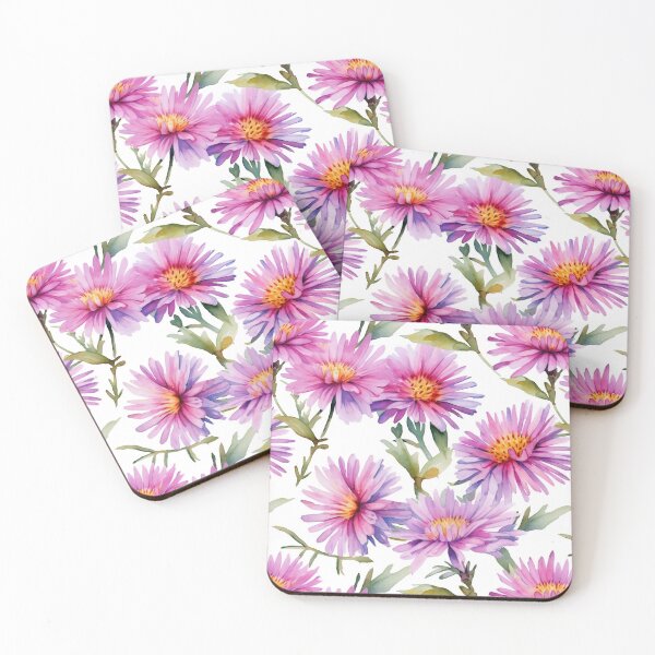 Item preview, Watercolor Wildflower New England Aster Pattern 2 designed and sold by DigitalPatternx.