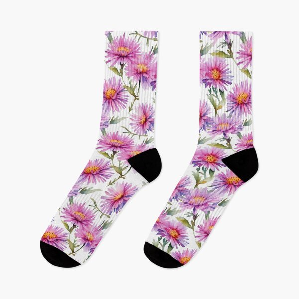 Item preview, Watercolor Wildflower New England Aster Pattern 2 designed and sold by DigitalPatternx.