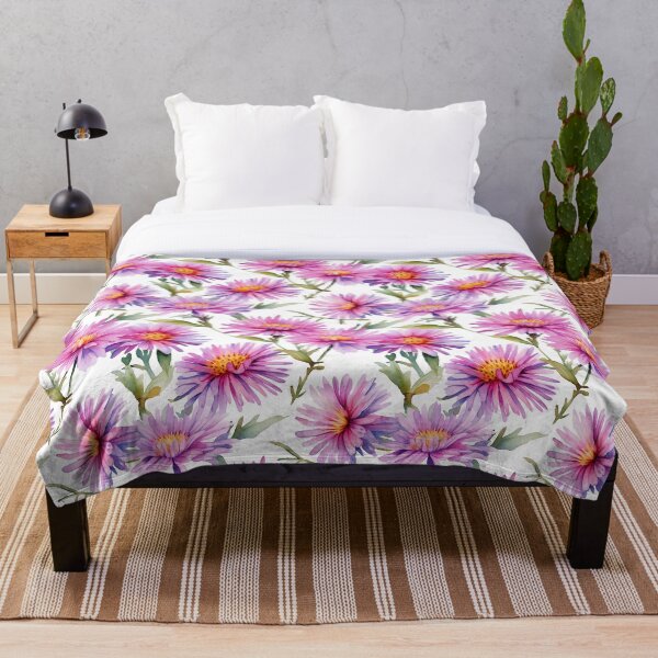 Item preview, Watercolor Wildflower New England Aster Pattern 2 designed and sold by DigitalPatternx.