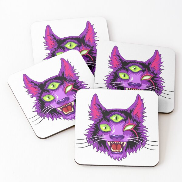 Item preview, Purple devil 3-eyed cat for Halloween  designed and sold by PIXEL POP DESIGNS - Beyond the Norm!.