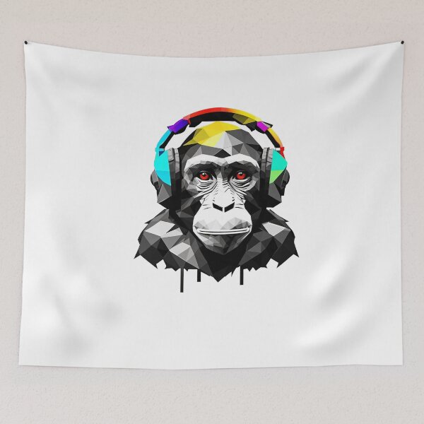 Item preview, monkey wearing headphones  designed and sold by DeluxBee.