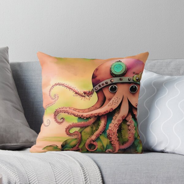 Item preview, Steampunk Inspired Cute Octopus Dusty Pink Aesthetic Metallic Look - AI Art 2 of 8 designed and sold by Beachy.