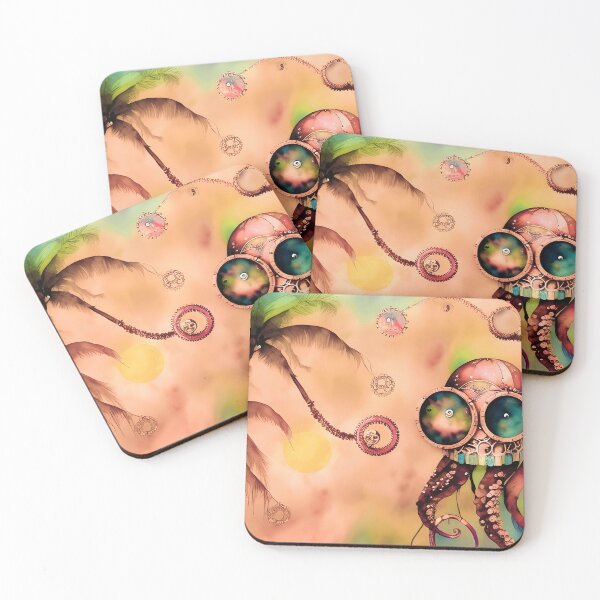 Item preview, Steampunk Inspired Cute Octopus Dusty Pink Aesthetic Metallic Look - AI Art 3 of 8 designed and sold by Beachy.