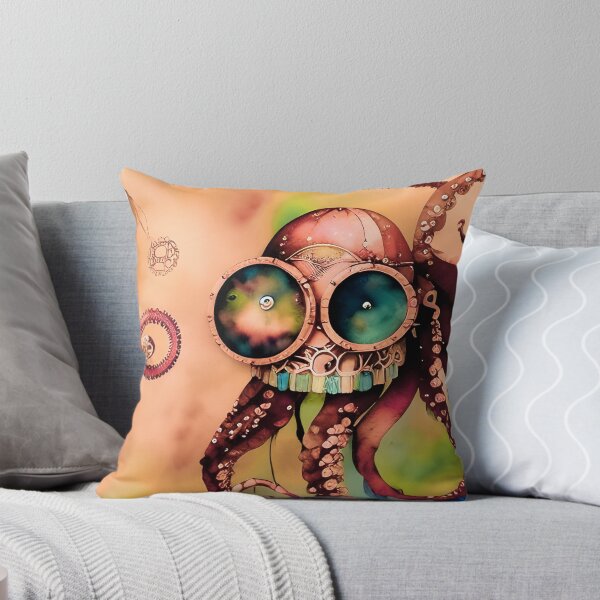 Item preview, Steampunk Inspired Cute Octopus Dusty Pink Aesthetic Metallic Look - AI Art 3 of 8 designed and sold by Beachy.