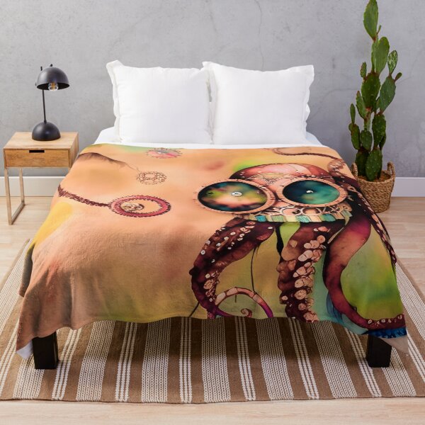 Item preview, Steampunk Inspired Cute Octopus Dusty Pink Aesthetic Metallic Look - AI Art 3 of 8 designed and sold by Beachy.