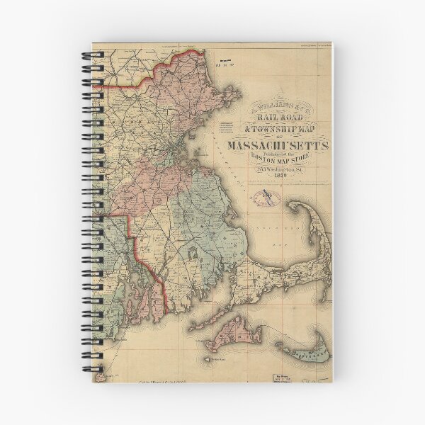 Item preview, Vintage Massachusetts Railroad Map (1879) designed and sold by BravuraMedia.