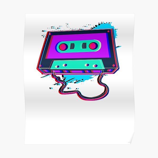 80s Neon Bum Bag Cassette Tape Print