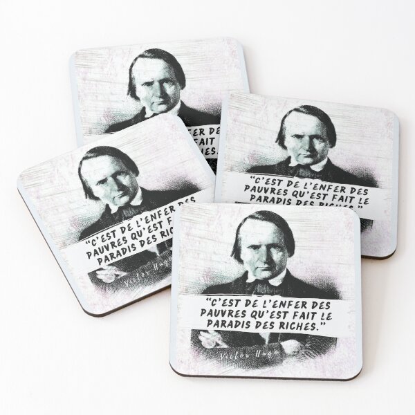 Item preview, Victor Hugo portrait and quote: C'est de l'enfer des pauvres qu'est fait le paradis des riches designed and sold by artbleed.