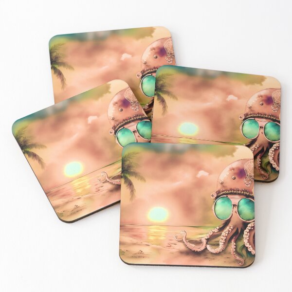 Item preview, Steampunk Inspired Cute Octopus Dusty Pink Aesthetic Metallic Look - AI Art 4 of 8 designed and sold by Beachy.
