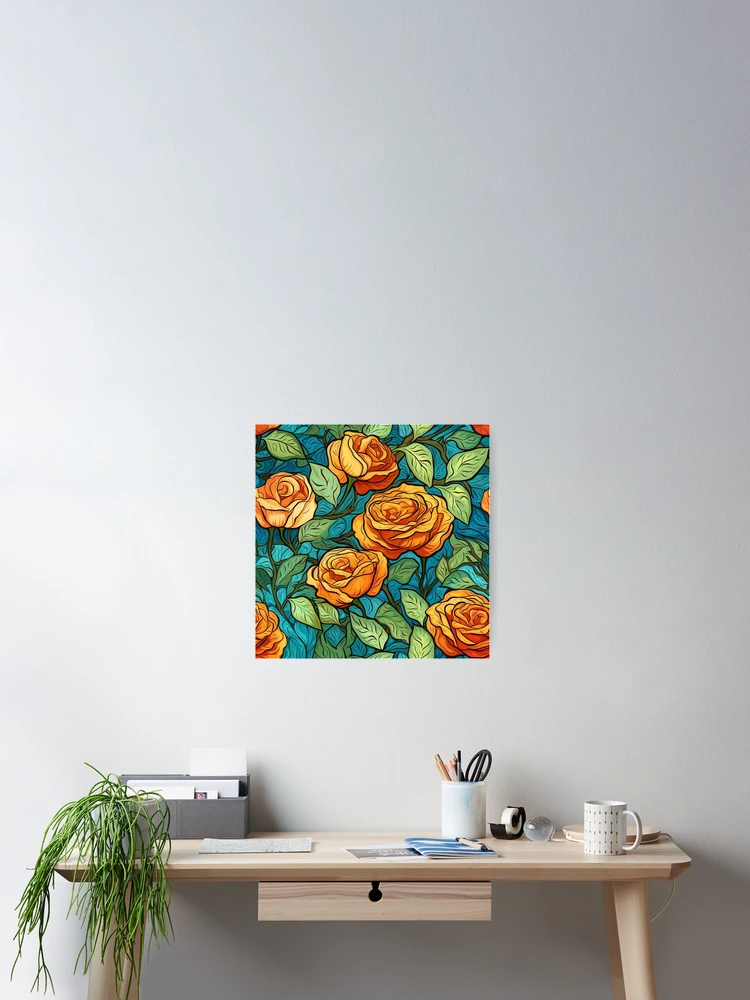 Thumbnail 2 of 3, Poster, Van Gogh Roses Pattern 1 designed and sold by DigitalPatternx.