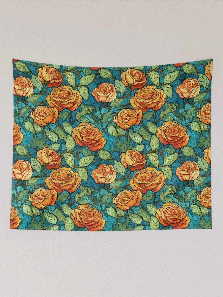 Thumbnail 2 of 3, Tapestry, Van Gogh Roses Pattern 1 designed and sold by DigitalPatternx.