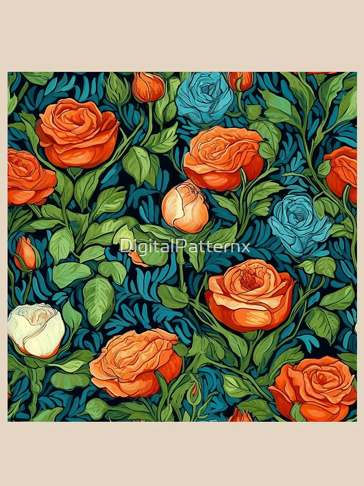 Thumbnail 4 of 4, Relaxed Fit T-Shirt, Van Gogh Roses Pattern 2 designed and sold by DigitalPatternx.